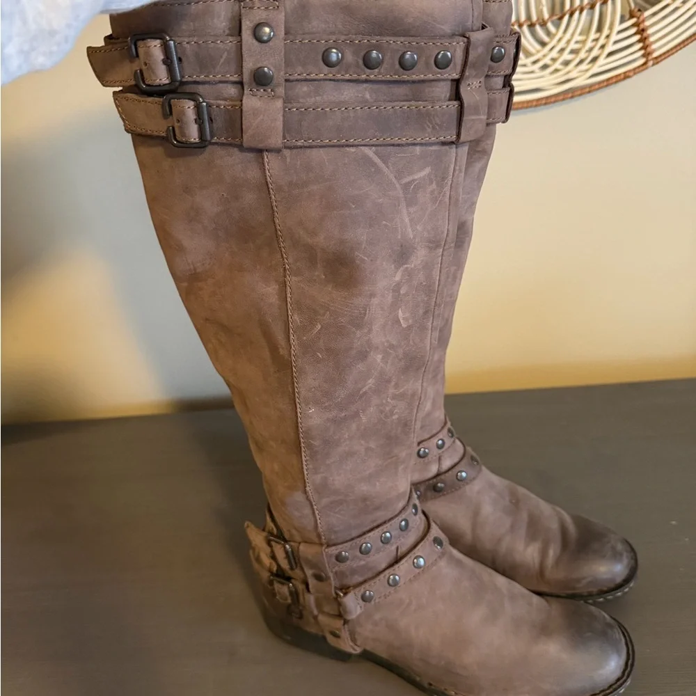 Born Gwynn Harness Brown Leather Knee High Boots